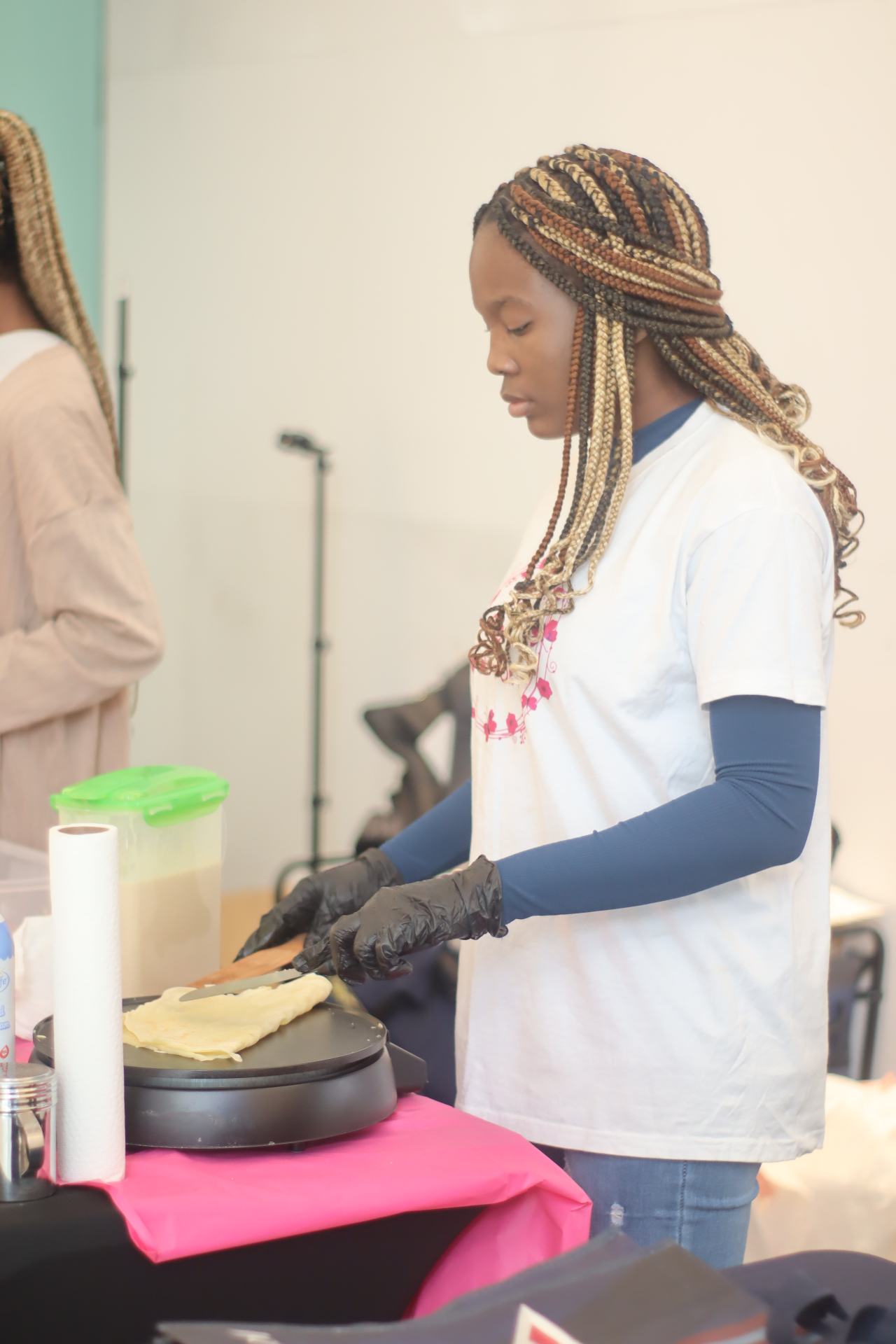Crêpe being made on the griddle